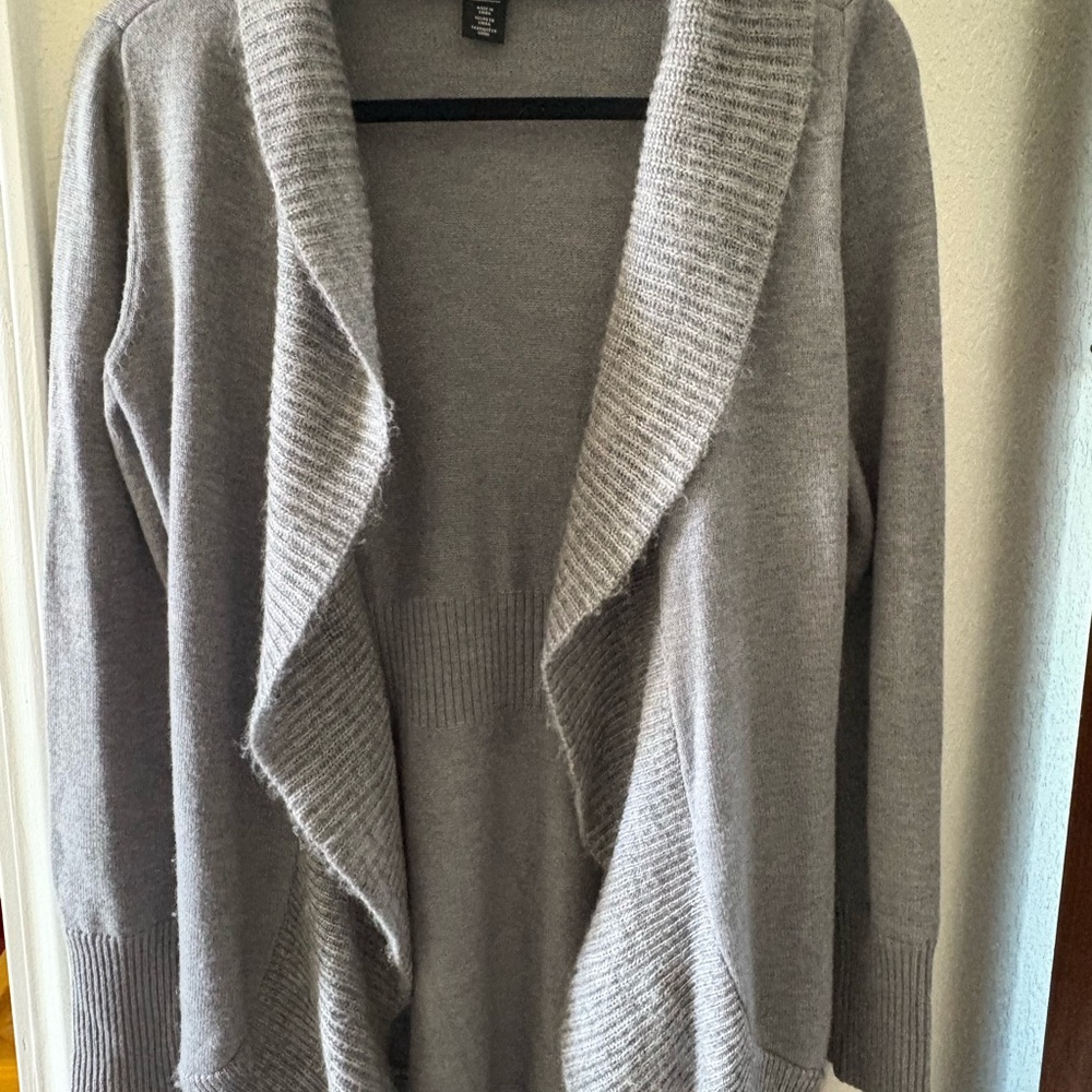 White House Black Market Soft Gray Cardigan - Picture 2 of 4